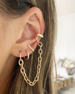 14K Yellow Gold Bar Earrings with Diamonds