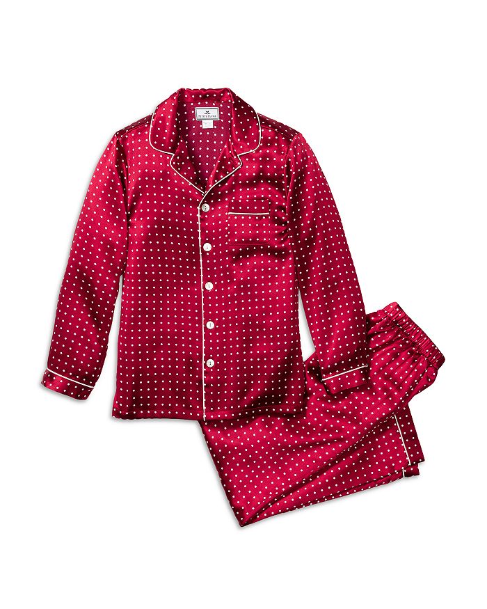 Petite Plume Unisex Silk Bordeaux Polka Dot Pajama Set - Baby, Little Kid, Big Kid