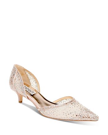 badgley mischka vail embellished kitten heel pump