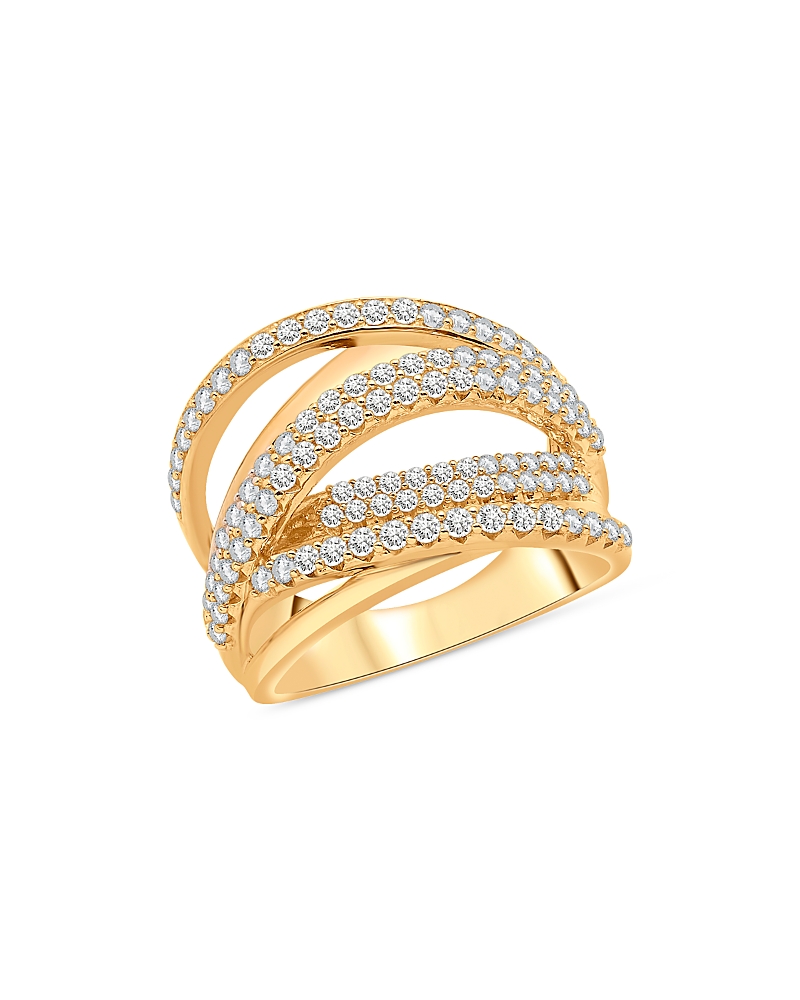 Bloomingdale's Diamond Crossover Ring In 14k Yellow Gold, 1.0 Ct. T. W. - Exclusive In White/gold