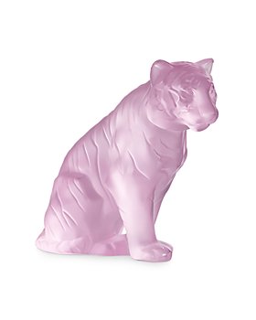 Lalique - Sitting Tiger Small Sculpture, Pink