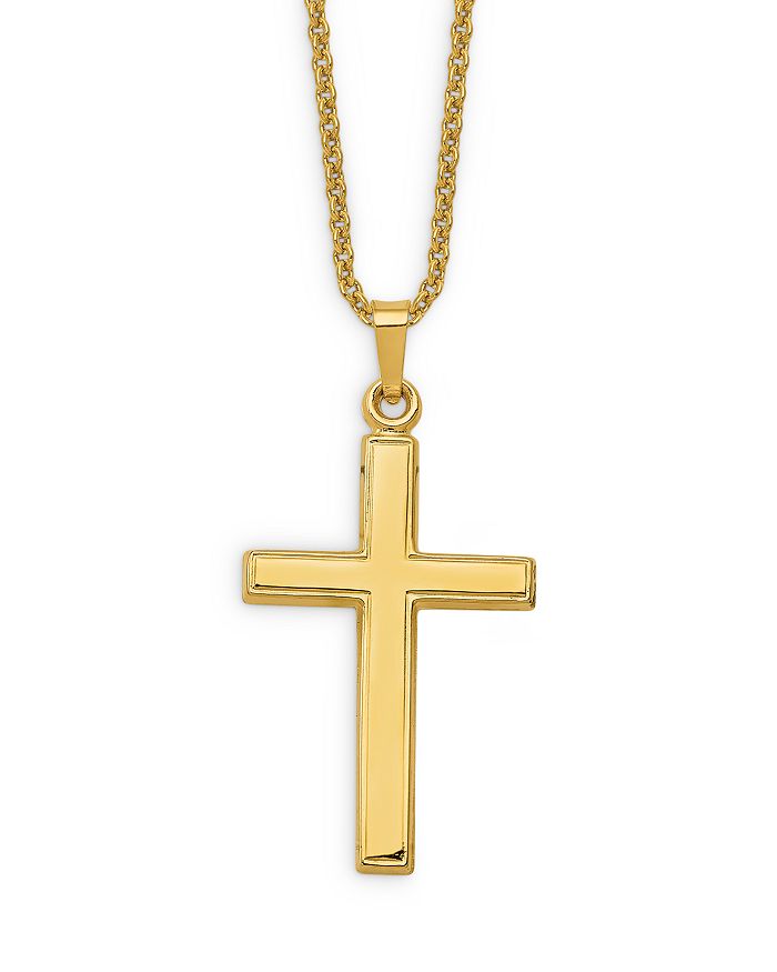 Bloomingdale's Men's Polished Cross Pendant Necklace in 14K Yellow Gold ...