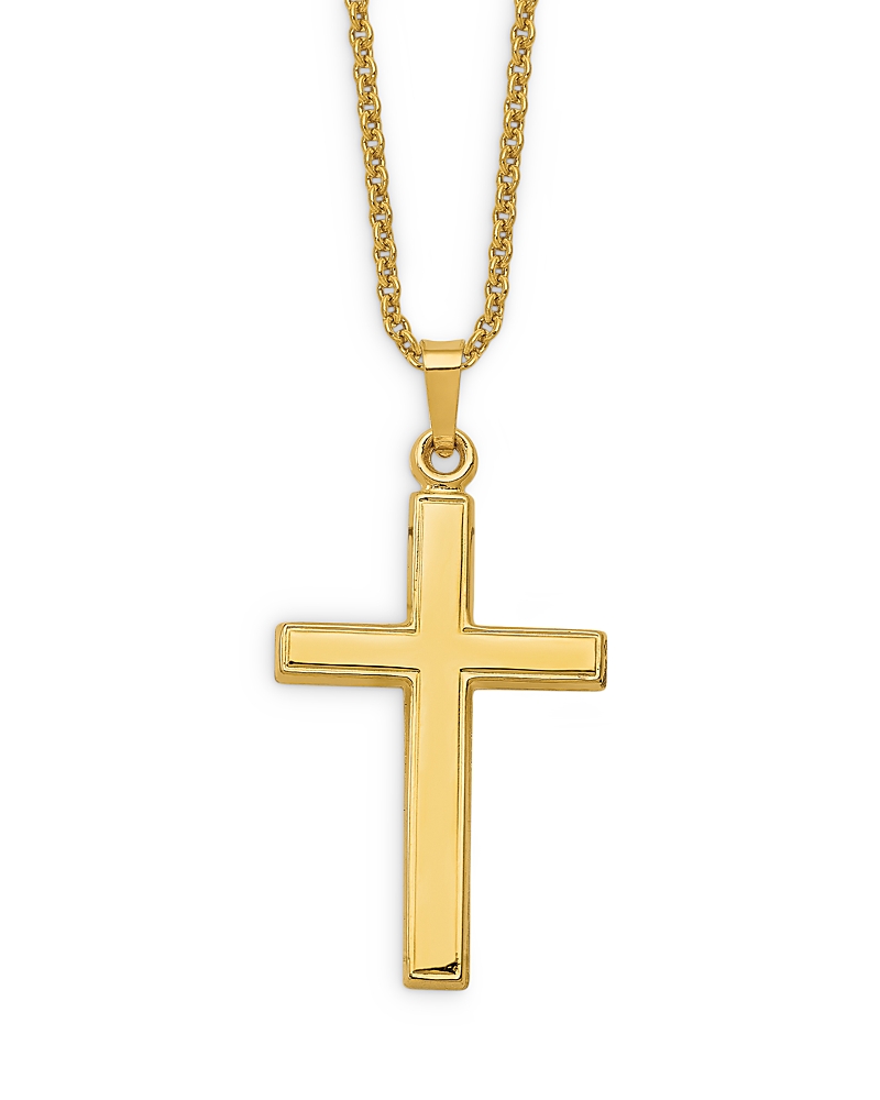Bloomingdale's Fine Collection Men's Polished Cross Pendant Necklace in 14K Yellow Gold, 20