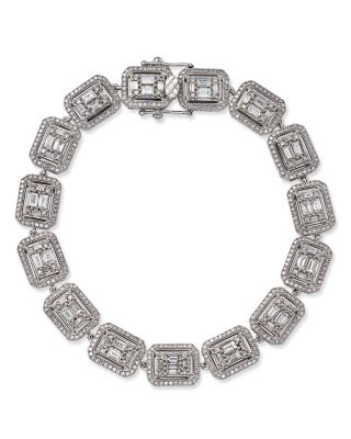 Diamond Mosaic Statement Bracelet in 14K White Gold, 4.0 tcw 