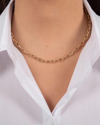 14K Yellow Gold Open Link Chain Necklace, 16"