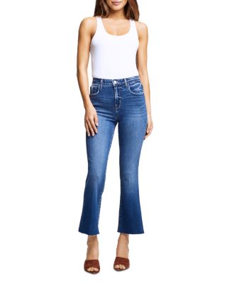 Kendra High Rise Cropped Flare Jeans in Laredo
