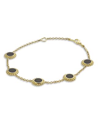 18K Yellow Gold Covet Onyx Station Chain Bracelet