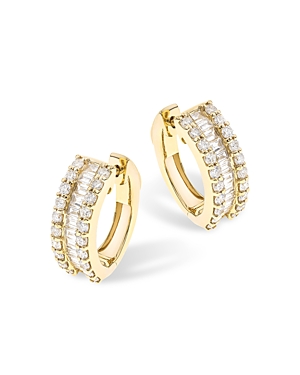 Bloomingdale's Diamond Round & Baguette Hoop Earrings in 14K Yellow Gold, 2.0 ct. t.w. - 100% Exclus
