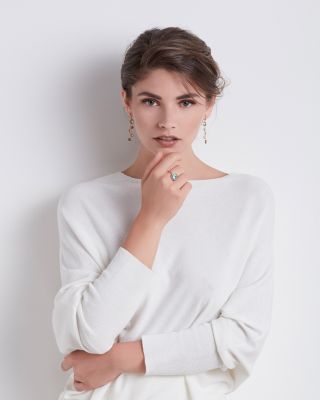 18K Yellow Gold Jaipur Color Two-Strand Gemstone Drop Earrings