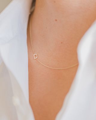 14K Yellow Gold Asymmetrical Initial Pendant Necklace, 18"L