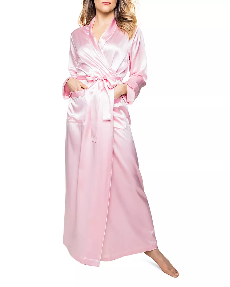 Petite Plume Pink Silk Long Robe