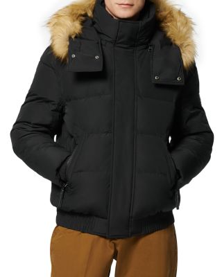 Andrew marc faux shearling online lined hooded puffer coat