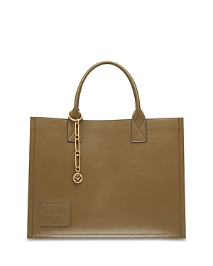 Sandro Kasbah Leather Tote In Olive Green