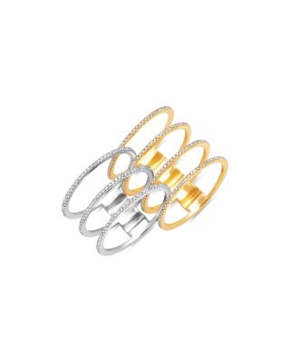 14K Two-Tone Gold Mega Diamond Interlocking Ring Set Collection