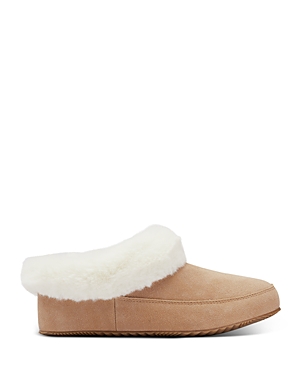 Sorel Go Coffee Run Suede Slippers In Tawny Buff
