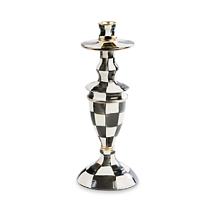 Shop Mackenzie-childs Courtly Check Enamel Candlestick, Medium In Black/white