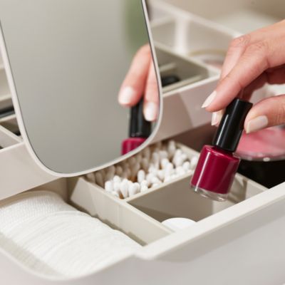 Viva Large Cosmetic Organizer with Removable Mirror, Shell