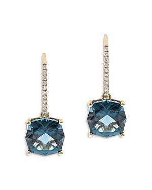 Bloomingdale's London Blue Topaz & Diamond Leverback Earrings In 14k Yellow Gold - 100% Exclusive In Blue/gold