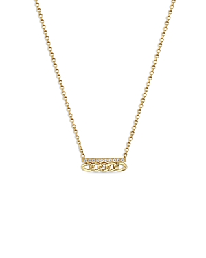 Zoe Chicco 14K Yellow Gold Diamond Curb Link Pendant Necklace, 16-18