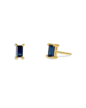 Rachel Reid 14k Yellow Gold Blue Sapphire Stud Earrings In Blue/gold