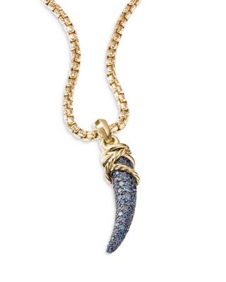 18K Yellow Gold Tusk Amulet with Blue & Violet Sapphires