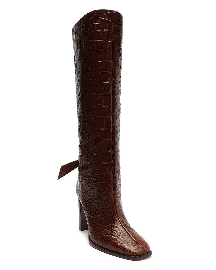 Croc embossed leather square hotsell toe boots