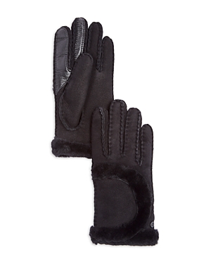 Ugg Exposed Seam Shearling Gloves In Black