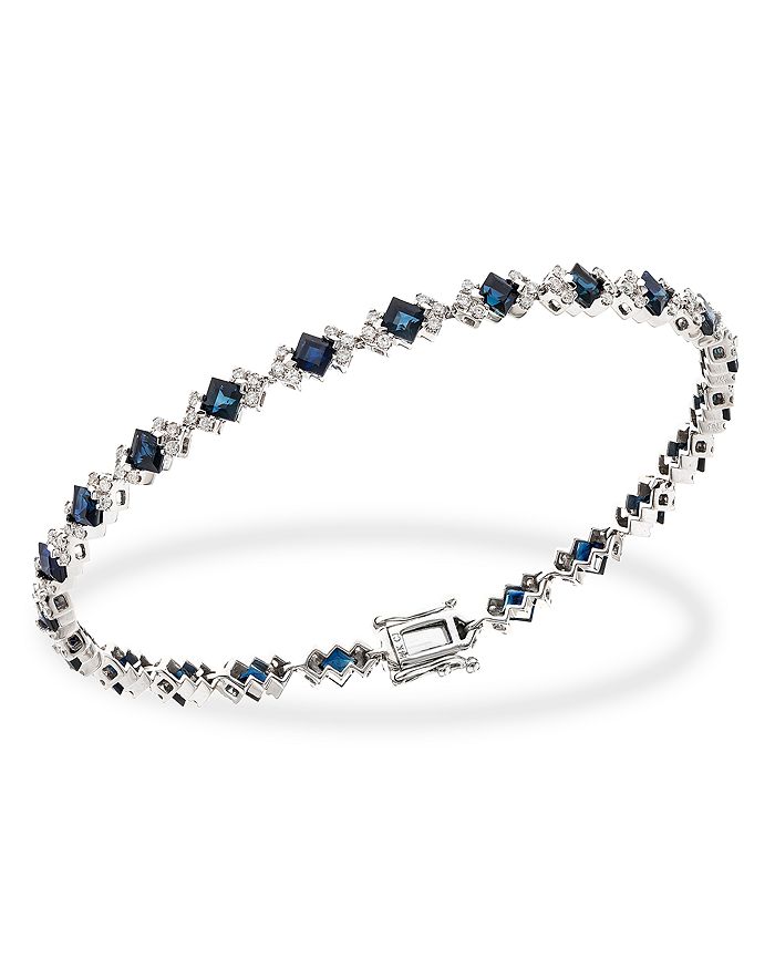 Bloomingdale's - Blue Sapphire & Diamond Tennis Bracelet in 14K White Gold - 100% Exclusive
