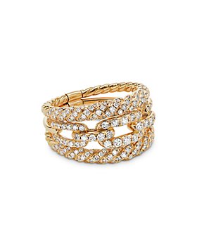 David Yurman - 18K Yellow Gold Stax Three-Row Ring with Diamonds