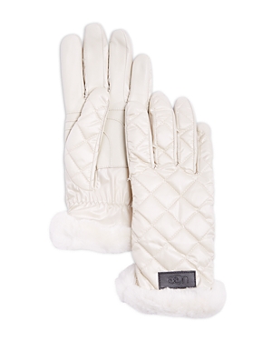 Ugg Quilted Shearling Cuff Tech Gloves In Ivory