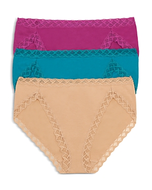 Natori Bliss French Cut Bikinis, Set Of 3 In Mulberry/tropic/cafe
