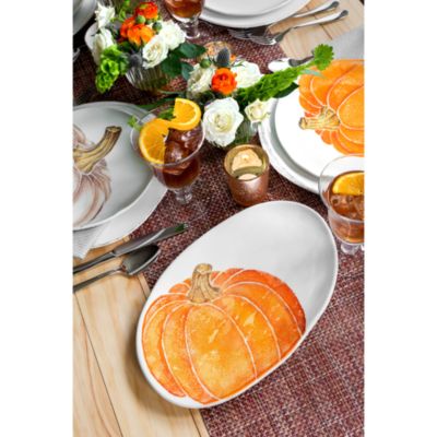 Pumpkins Small Oval Platter with Pumpkin