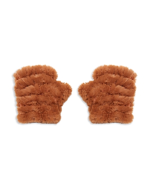 Jocelyn Mandy Faux Fur Fingerless Mittens In Chestnut