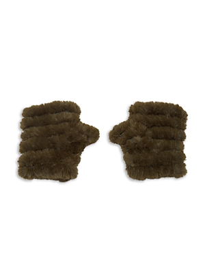 Jocelyn Mandy Faux Fur Fingerless Mittens In Olive