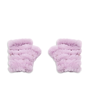 Jocelyn Mandy Faux Fur Fingerless Mittens In Purple