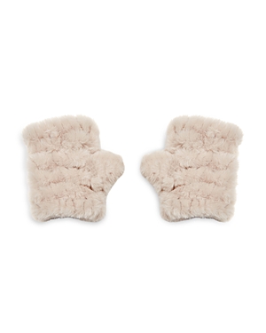 Jocelyn Mandy Faux Fur Fingerless Mittens In White