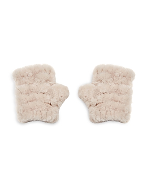 Jocelyn Mandy Faux Fur Fingerless Mittens In White