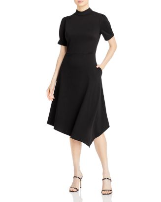 KARL LAGERFELD PARIS Mockneck Asymmetric Hem Midi Dress | Bloomingdale's