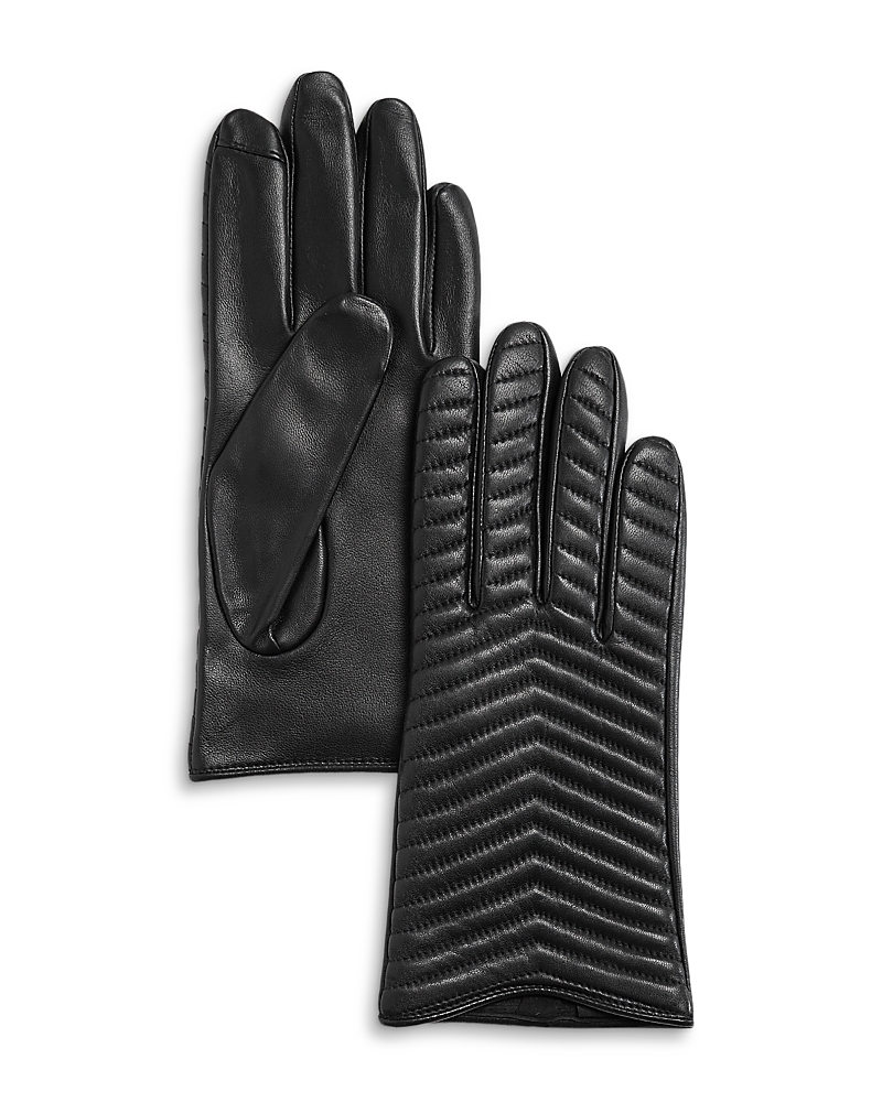 Aqua Quilted Leather Tech Gloves - Exclusive In Black