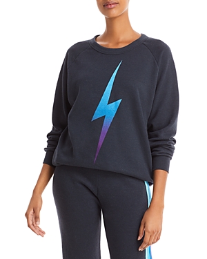 Aviator Nation Ombre Bolt Graphic Sweatshirt In Charcoal Teal