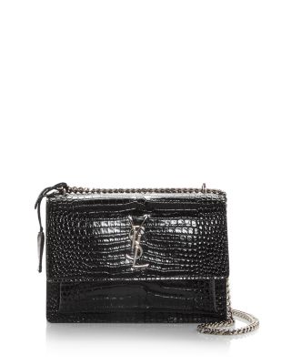 Saint Laurent Sunset Medium Crossbody in Crocodile-Embossed Leather