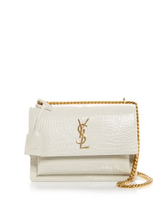 Saint Laurent Sunset Medium Crossbody in Crocodile-Embossed Leather
