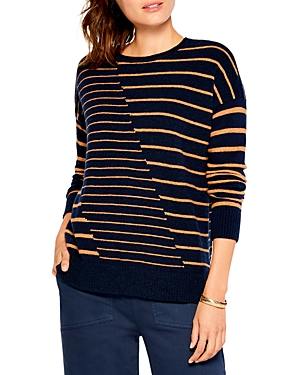 Nic And Zoe Nic+zoe Cozy Up Striped Sweater In Indigo Multi