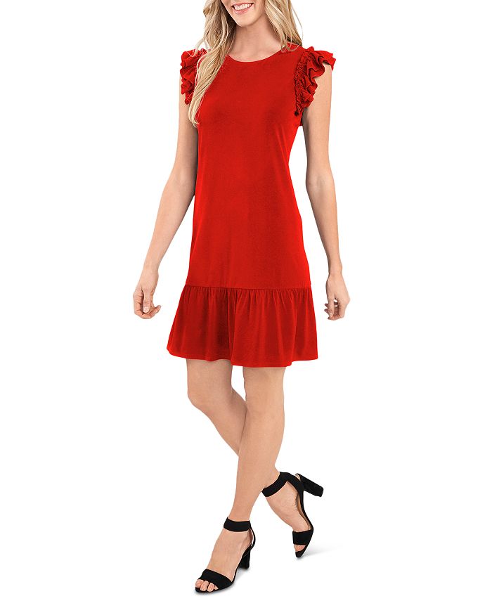 CeCe Solid Flutter Sleeve Dress Bloomingdale s