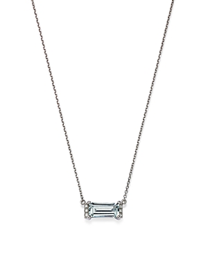 Bloomingdale's Aquamarine & Diamond Accent Bar Necklace In 14k White Gold, 16-18 - 100% Exclusive In Aquamarine/white