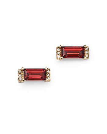 Bloomingdale's - Garnet & Diamond Accent Bar Stud Earrings in 14K Yellow Gold
