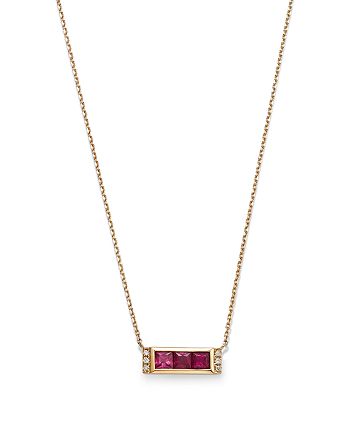 Bloomingdale's - Ruby & Diamond Accent Bar Necklace in 14K Yellow Gold, 17.5" - 100% Exclusive
