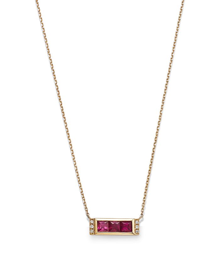 Bloomingdale's Ruby & Diamond Accent Bar Necklace in 14K Yellow Gold ...
