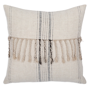 Surya Linen Stripe Embellished Decorative Pillow, 20 x 20