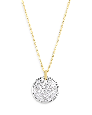 Malka Fluorescent Diamond Heart Disc Pendant Necklace in 18K White & Yellow Gold, 0.90 ct. t.w. - 100% Exclusive